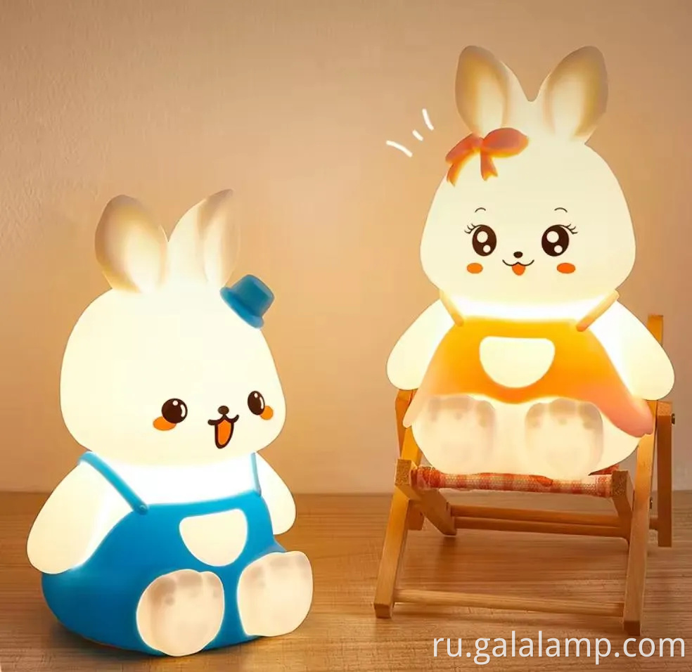 Симпатичный ночной свет животных: дизайн кролика для декорирования детской силиконовый мягкий свет